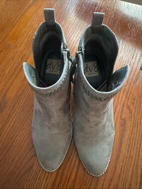 DV by Dolce Vita Gray Suede Ankle Booties with Stitched Trim